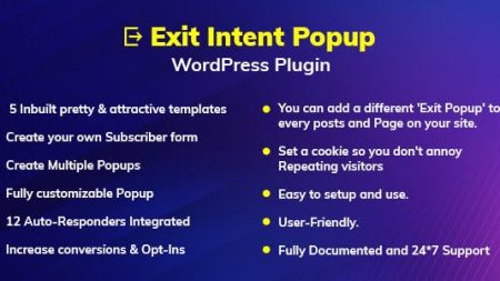 Exit Intent Popup WordPress Plugin v1.0.0