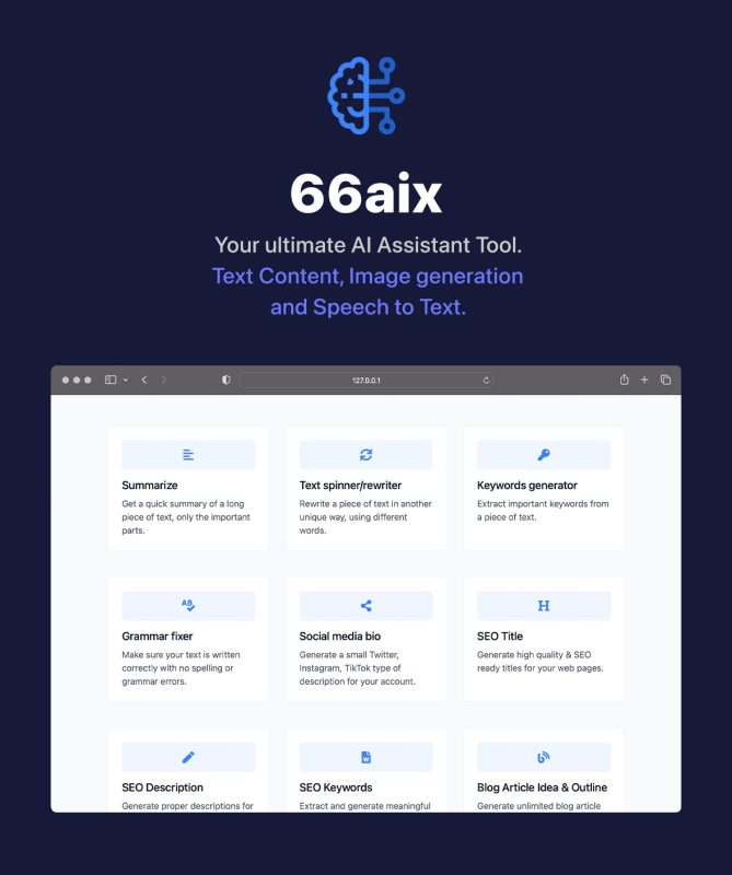 66aix- AI Content, Chat Bot, Images Generator & Speech to Text (SAAS) v25.0.0 [Extended]